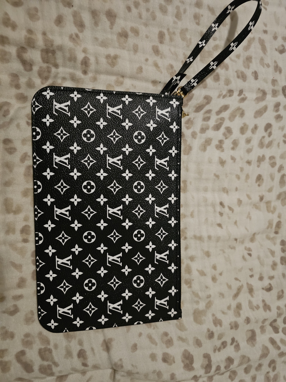 Louis Vuitton Black & White Monogram Wristlet Pouch